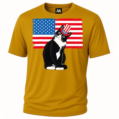 Tuxedo Cat 4th Of July Patriotic Tee Gifts Cooling Performance Crew T-Shirt