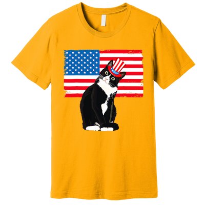 Tuxedo Cat 4th Of July Patriotic Tee Gifts Premium T-Shirt