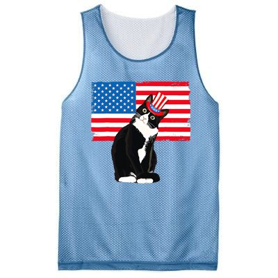 Tuxedo Cat 4th Of July Patriotic Tee Gifts Mesh Reversible Basketball Jersey Tank