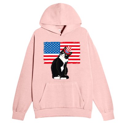 Tuxedo Cat 4th Of July Patriotic Tee Gifts Urban Pullover Hoodie