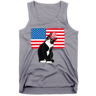 Tuxedo Cat 4th Of July Patriotic Tee Gifts Tank Top