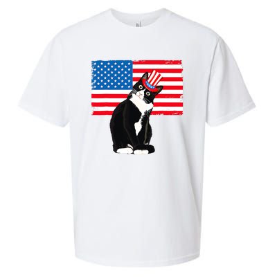 Tuxedo Cat 4th Of July Patriotic Tee Gifts Sueded Cloud Jersey T-Shirt