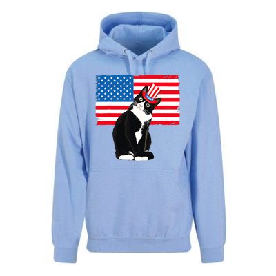 Tuxedo Cat 4th Of July Patriotic Tee Gifts Unisex Surf Hoodie