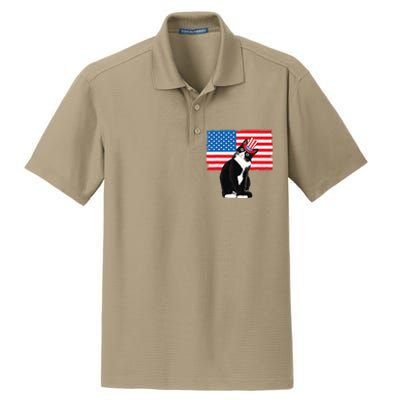 Tuxedo Cat 4th Of July Patriotic Tee Gifts Dry Zone Grid Polo