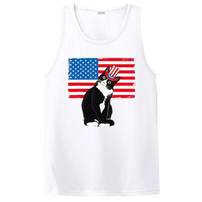 Tuxedo Cat 4th Of July Patriotic Tee Gifts PosiCharge Competitor Tank