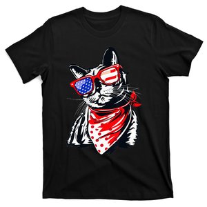 Tuxedo Cat 4th of July Patriotic Gift T-Shirt