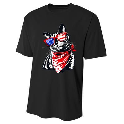 Tuxedo Cat 4th of July Patriotic Gift Performance Sprint T-Shirt