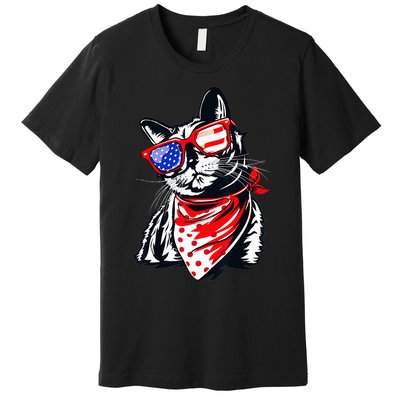 Tuxedo Cat 4th of July Patriotic Gift Premium T-Shirt