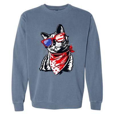 Tuxedo Cat 4th of July Patriotic Gift Garment-Dyed Sweatshirt