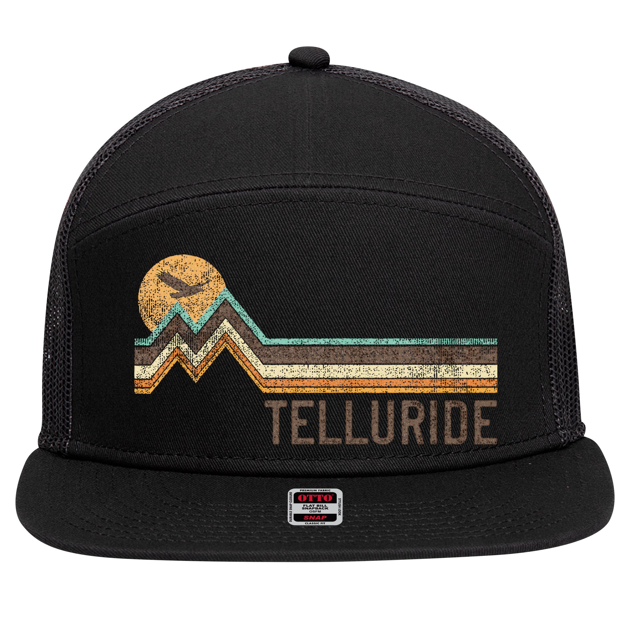 Telluride Colorado 70S 80S Retro Style Vintage 7 Panel Mesh Trucker Snapback Hat