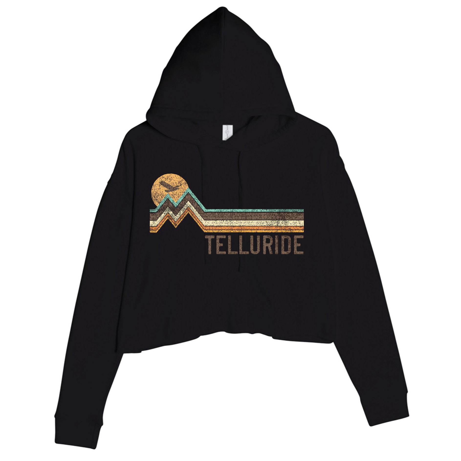 Telluride Colorado 70S 80S Retro Style Vintage Crop Fleece Hoodie