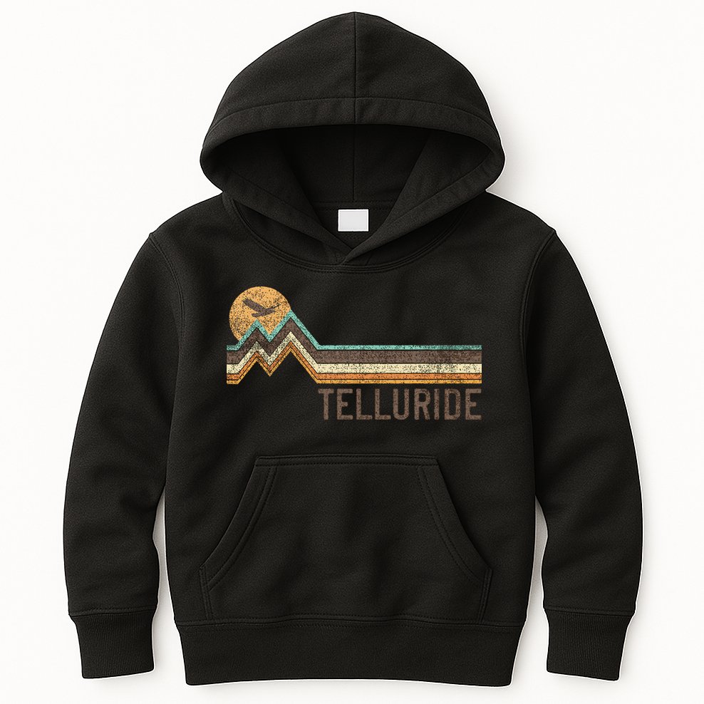 Telluride Colorado 70S 80S Retro Style Vintage Kids Hoodie