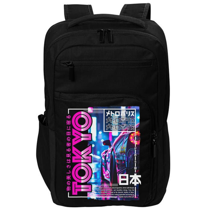 Tokyo City 80s Synthwave Racing Car Japan Tokyo Impact Tech Backpack