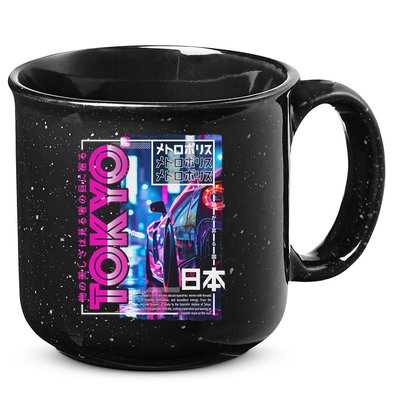 Tokyo City 80s Synthwave Racing Car Japan Tokyo 15oz Campfire Ceramic Mug