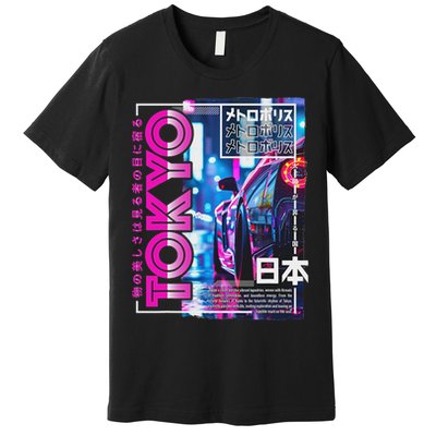 Tokyo City 80s Synthwave Racing Car Japan Tokyo Premium T-Shirt