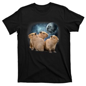 Three Capybaras And Moon Funny Capybara Humor Parody T-Shirt