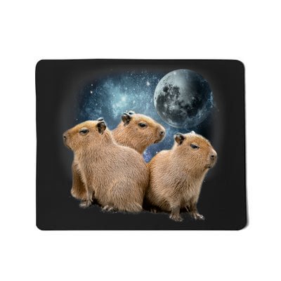 Three Capybaras And Moon Funny Capybara Humor Parody Mousepad