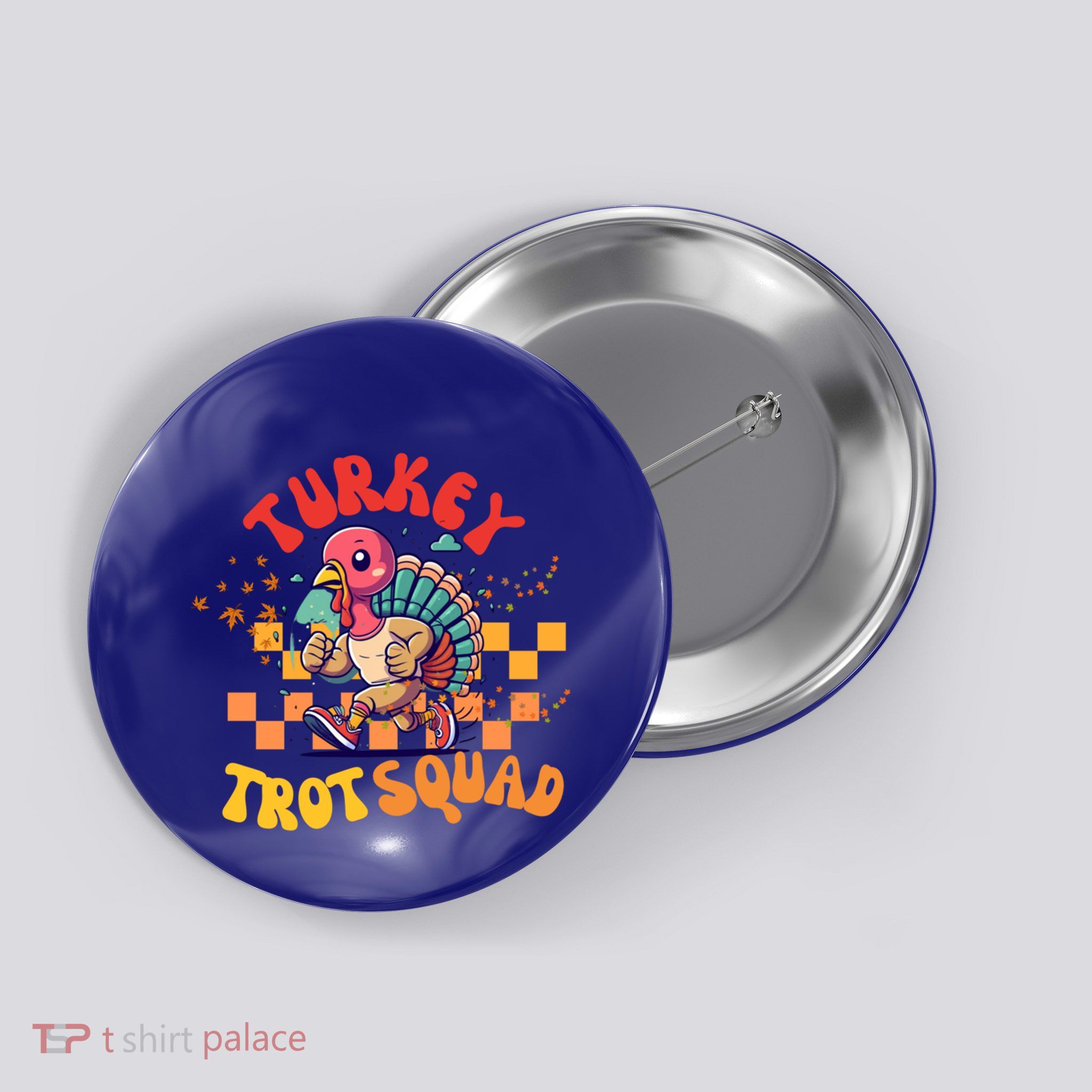Turkey Costume Adult Running Face Turkey Trot Squad Gift Button