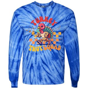 Turkey Costume Adult Running Face Turkey Trot Squad Gift Tie-Dye Long Sleeve Shirt