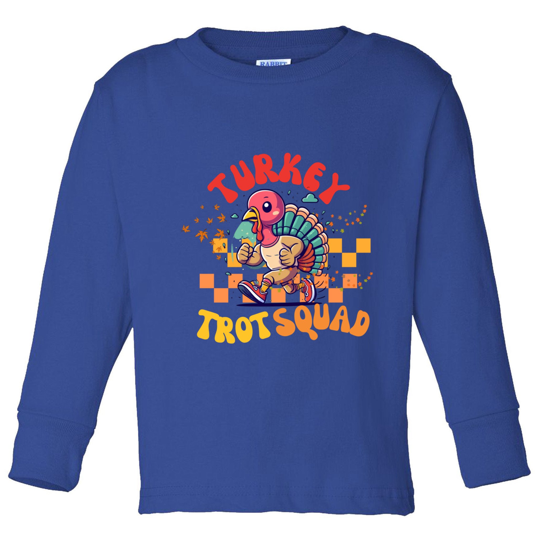 Turkey Costume Adult Running Face Turkey Trot Squad Gift Toddler Long Sleeve Shirt
