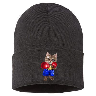 Tabby Cat As Boxing Champion, Boxer Sustainable Knit Beanie