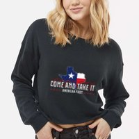 Texas Come And Take It Cropped Pullover Crew