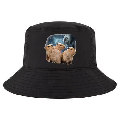 Three Capybaras And Moon Funny Capybara Humor Parody Cool Comfort Performance Bucket Hat