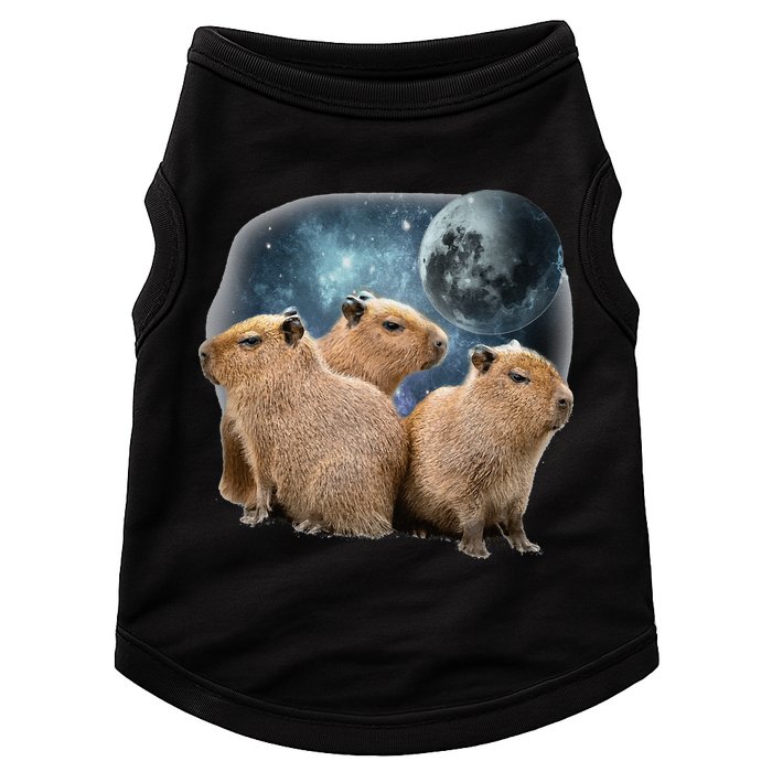 Three Capybaras And Moon Funny Capybara Humor Parody Doggie Tank