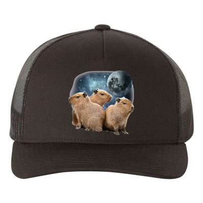 Three Capybaras And Moon Funny Capybara Humor Parody Yupoong Adult 5-Panel Trucker Hat