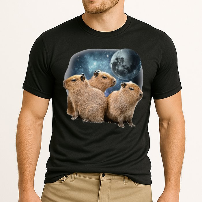 Three Capybaras And Moon Funny Capybara Humor Parody Performance Shirt