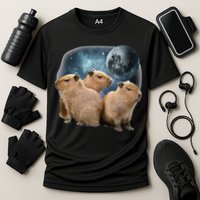 Three Capybaras And Moon Funny Capybara Humor Parody Performance Shirt
