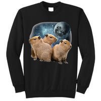 Three Capybaras And Moon Funny Capybara Humor Parody Sweatshirt