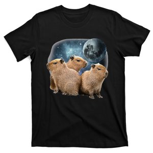 Three Capybaras And Moon Funny Capybara Humor Parody T-Shirt