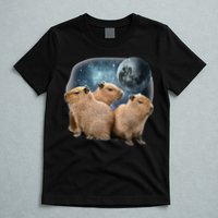 Three Capybaras And Moon Funny Capybara Humor Parody T-Shirt