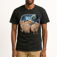 Three Capybaras And Moon Funny Capybara Humor Parody Tall T-Shirt