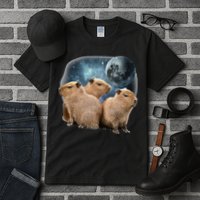 Three Capybaras And Moon Funny Capybara Humor Parody Tall T-Shirt