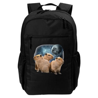Three Capybaras And Moon Funny Capybara Humor Parody Daily Commute Backpack