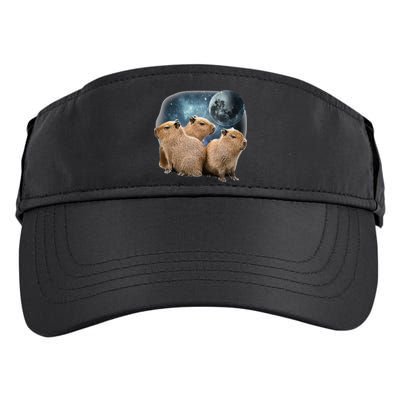 Three Capybaras And Moon Funny Capybara Humor Parody Adult Drive Performance Visor