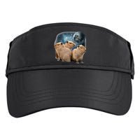 Three Capybaras And Moon Funny Capybara Humor Parody Adult Drive Performance Visor
