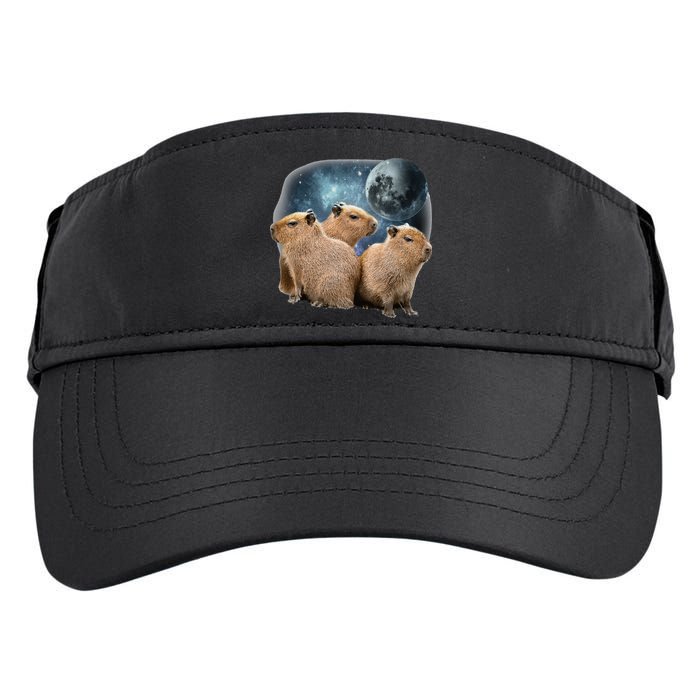Three Capybaras And Moon Funny Capybara Humor Parody Adult Drive Performance Visor