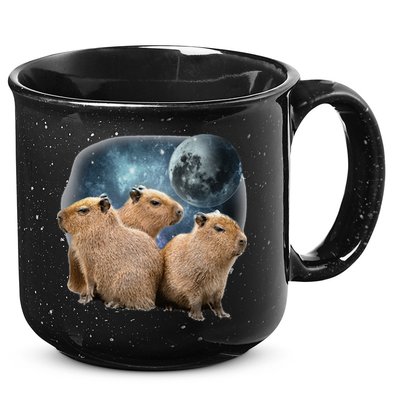Three Capybaras And Moon Funny Capybara Humor Parody 15oz Campfire Ceramic Mug
