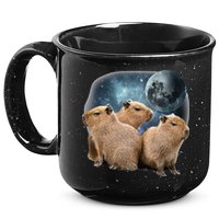 Three Capybaras And Moon Funny Capybara Humor Parody 15oz Campfire Ceramic Mug