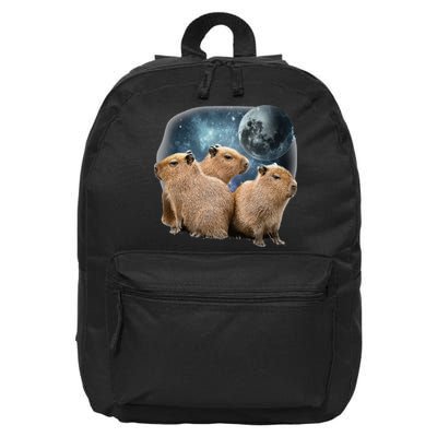 Three Capybaras And Moon Funny Capybara Humor Parody 16 in Basic Backpack