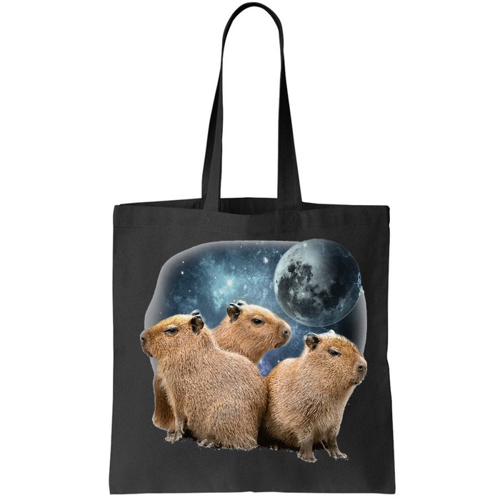 Three Capybaras And Moon Funny Capybara Humor Parody Bag