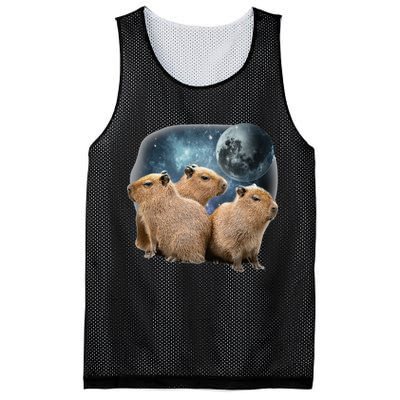 Three Capybaras And Moon Funny Capybara Humor Parody Mesh Reversible Basketball Jersey Tank
