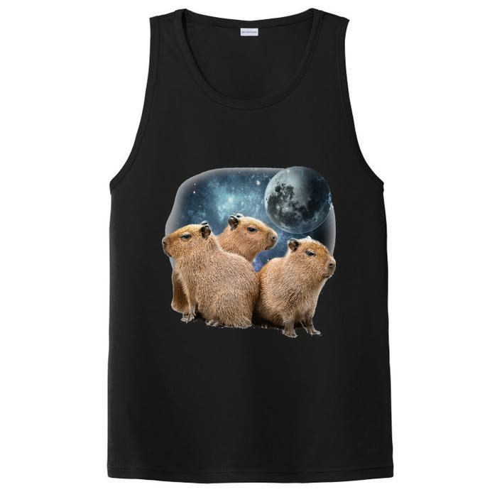 Three Capybaras And Moon Funny Capybara Humor Parody PosiCharge Competitor Tank