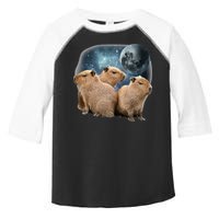 Three Capybaras And Moon Funny Capybara Humor Parody Toddler Fine Jersey T-Shirt