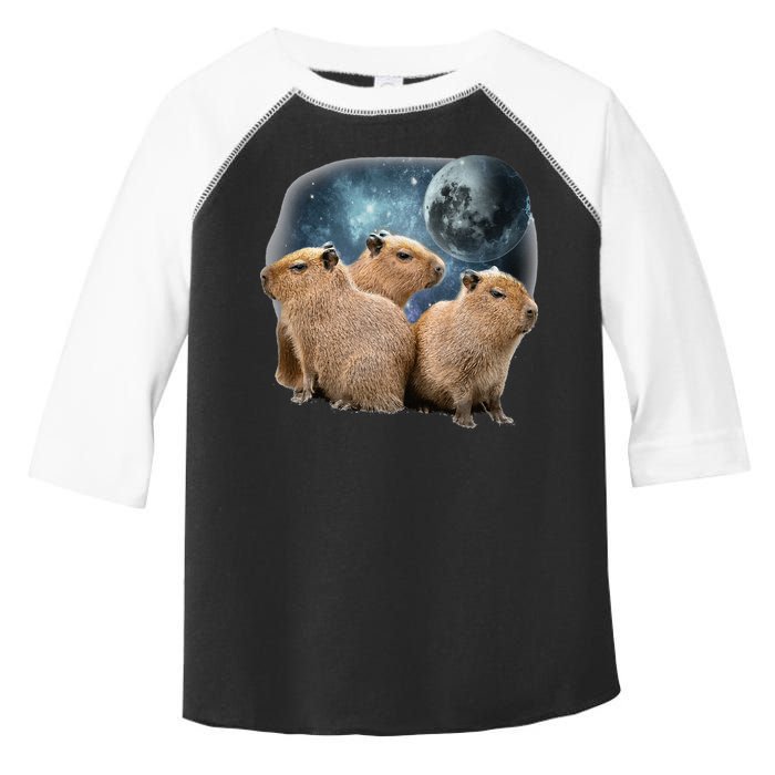 Three Capybaras And Moon Funny Capybara Humor Parody Toddler Fine Jersey T-Shirt