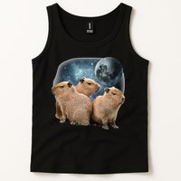 Three Capybaras And Moon Funny Capybara Humor Parody Tank Top