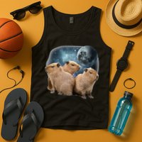 Three Capybaras And Moon Funny Capybara Humor Parody Tank Top
